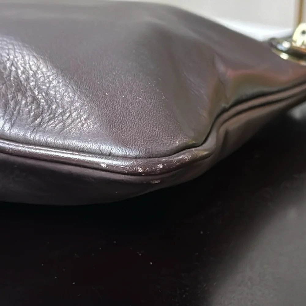 CLAVA chocolate brown leather turn lock crossbody bag